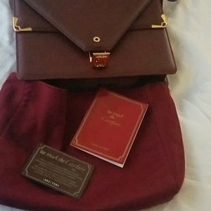 Cartier Vintage Bordeaux Leather Shoulder Bag.
